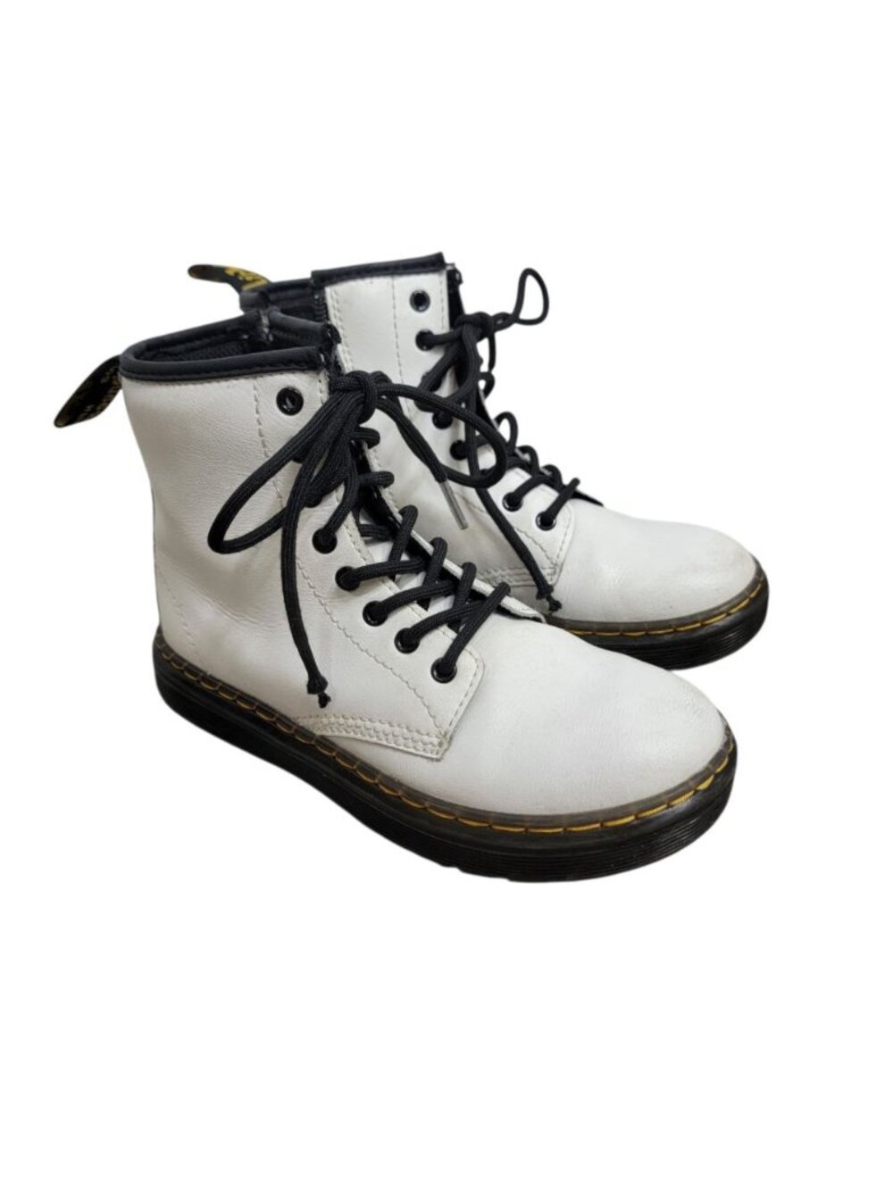 Dr. Martens Youth White Black Combat Boots US Size 1 Grunge punk emo